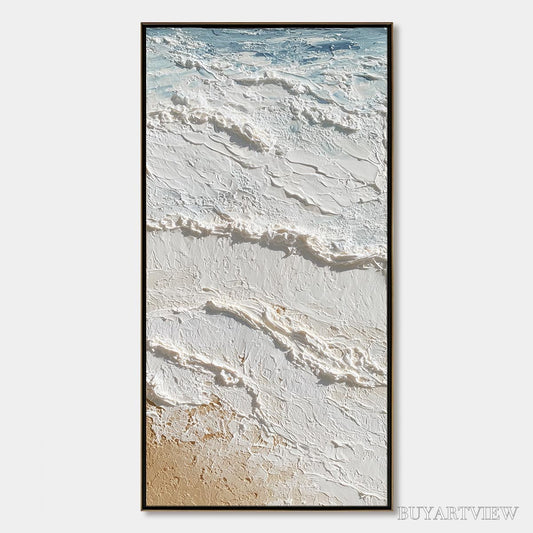 BUYARTVIEW Shoreline Whispers – Textured Wabi Sabi Coastal Painting - image 1