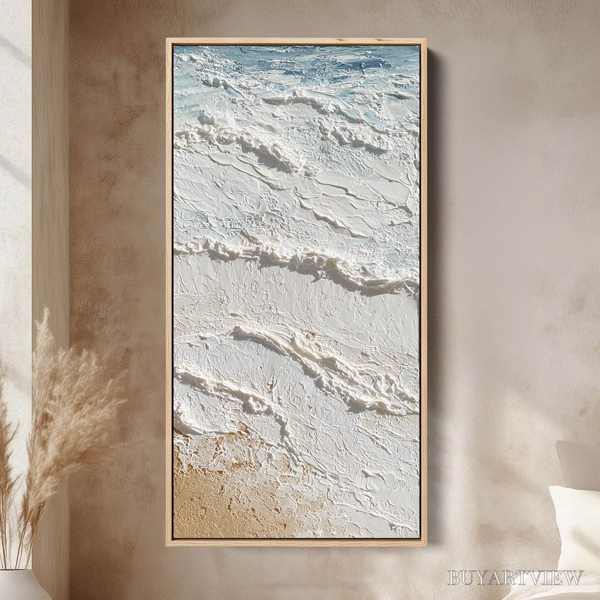 BUYARTVIEW Shoreline Whispers – Textured Wabi Sabi Coastal Painting - image 2