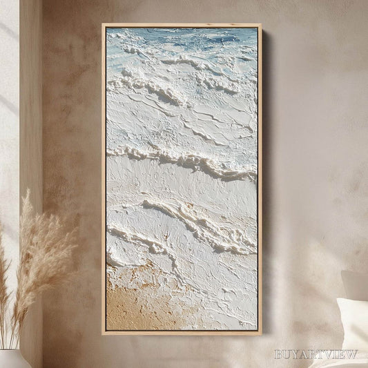 BUYARTVIEW Shoreline Whispers – Textured Wabi Sabi Coastal Painting - image 2