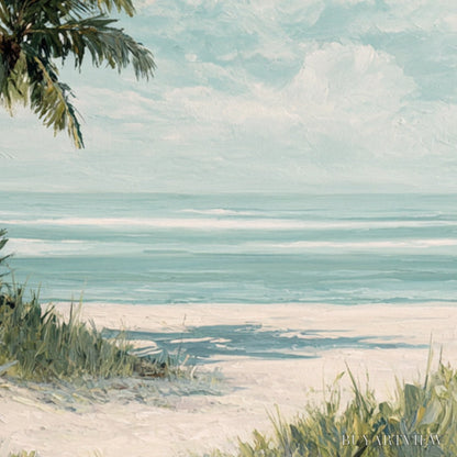 BUYARTVIEW Ocean Breeze – Serene Coastal Palm Tree Beach Painting - image 3