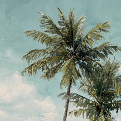 BUYARTVIEW Ocean Breeze – Serene Coastal Palm Tree Beach Painting - image 5