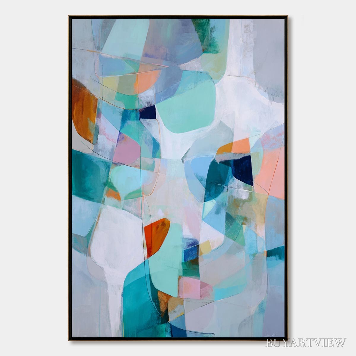 BUYARTVIEW Coastal Drift – Colorful Abstract Vertical Composition Art - image 1