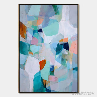 BUYARTVIEW Coastal Drift – Colorful Abstract Vertical Composition Art - image 1