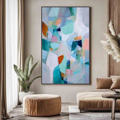 BUYARTVIEW Coastal Drift – Colorful Abstract Vertical Composition Art - image 2