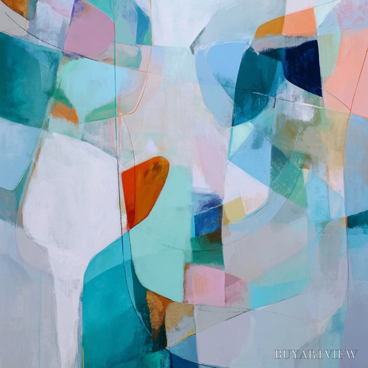 BUYARTVIEW Coastal Drift – Colorful Abstract Vertical Composition Art - image 3