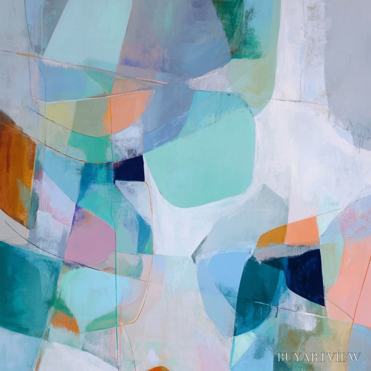 BUYARTVIEW Coastal Drift – Colorful Abstract Vertical Composition Art - image 5