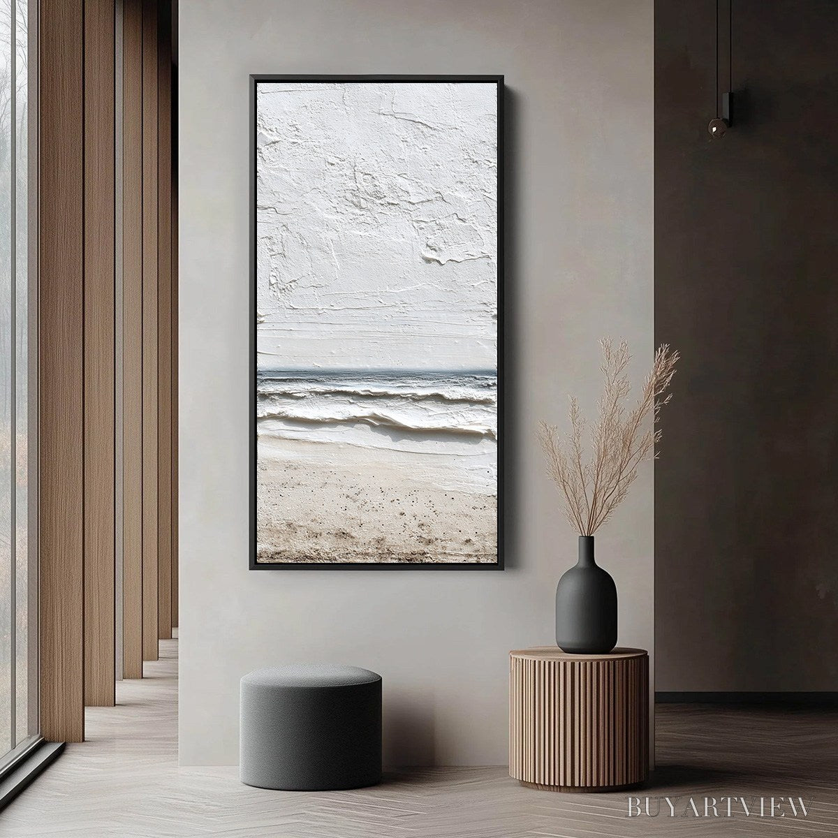 BUYARTVIEW Whispering Tide – Textured Wabi Sabi Beach Scene Painting - image 4
