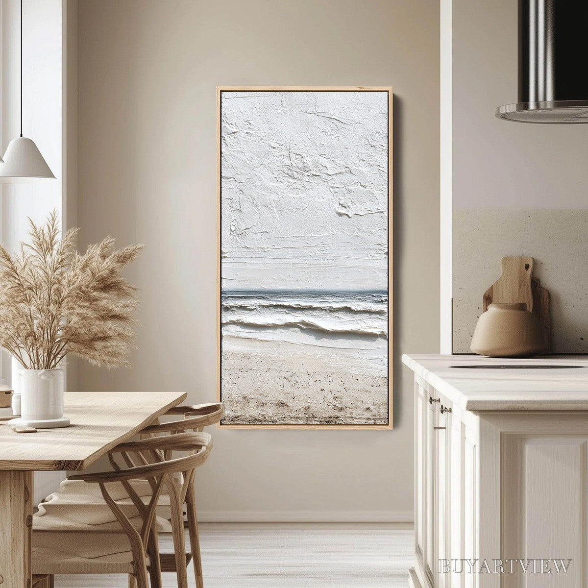 BUYARTVIEW Whispering Tide – Textured Wabi Sabi Beach Scene Painting - image 5