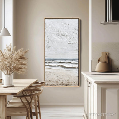 BUYARTVIEW Whispering Tide – Textured Wabi Sabi Beach Scene Painting - image 5