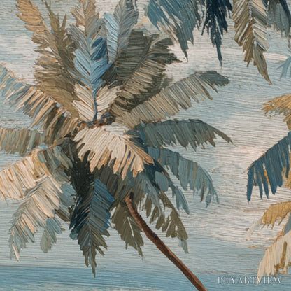 BUYARTVIEW Cerulean Shore – Textured Impasto Palm Tree Beach Painting - image 5