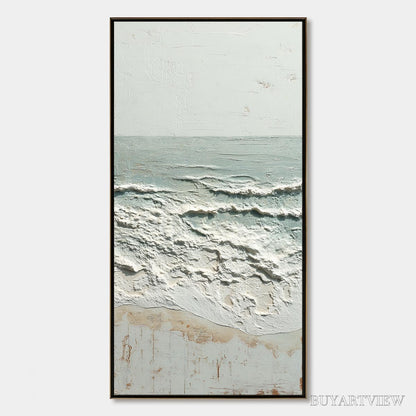 BUYARTVIEW Whispering Tide – Textured Minimalist Impasto Seascape Painting - image 1