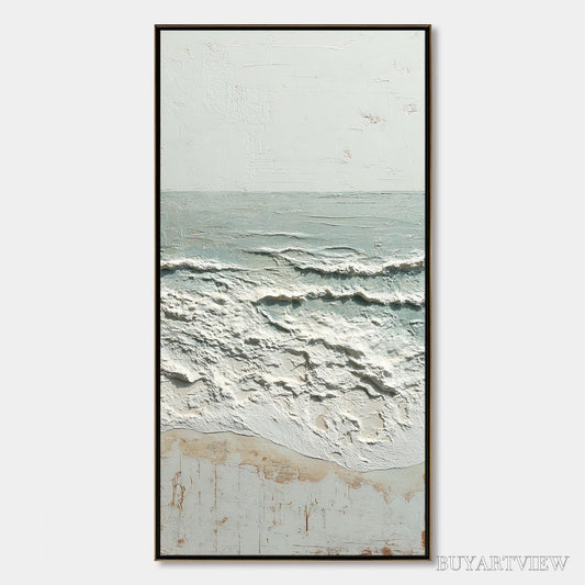 BUYARTVIEW Whispering Tide – Textured Minimalist Impasto Seascape Painting - image 1