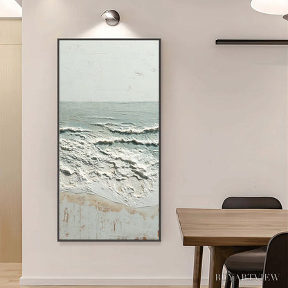 BUYARTVIEW Whispering Tide – Textured Minimalist Impasto Seascape Painting - image 4