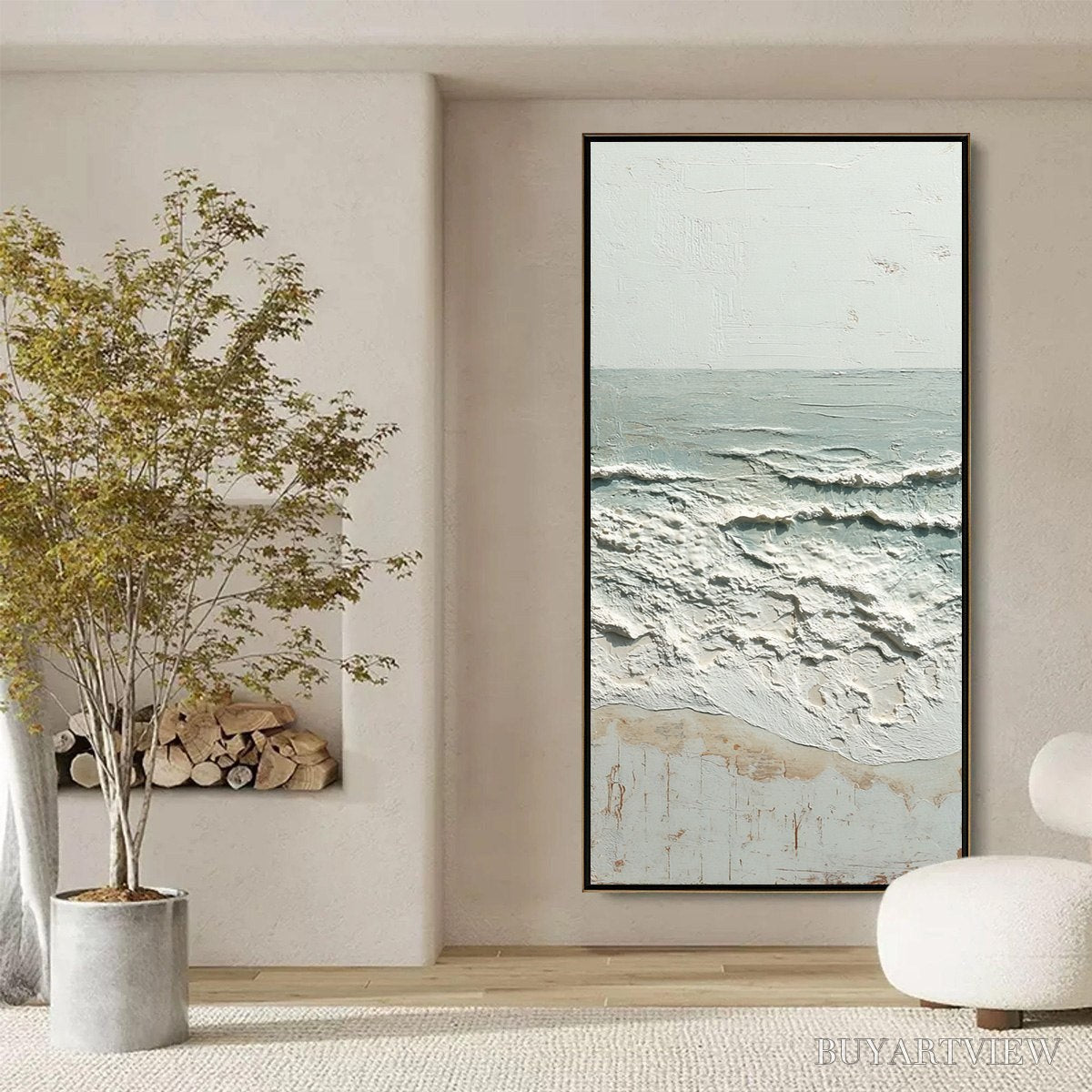 BUYARTVIEW Whispering Tide – Textured Minimalist Impasto Seascape Painting - image 6