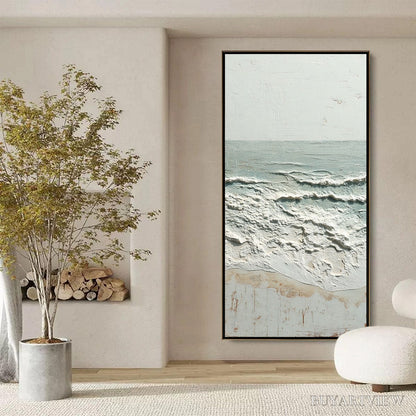 BUYARTVIEW Whispering Tide – Textured Minimalist Impasto Seascape Painting - image 6