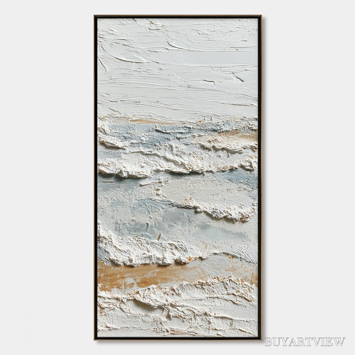 BUYARTVIEW Whispering Tides – Heavily Textured Wabi Sabi Seascape Painting - image 1