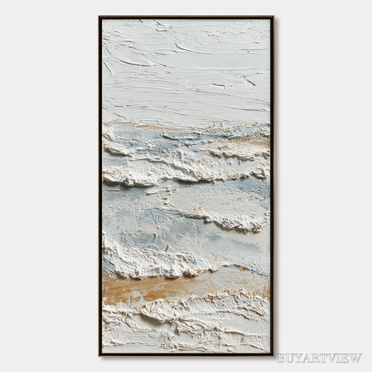 BUYARTVIEW Whispering Tides – Heavily Textured Wabi Sabi Seascape Painting - image 1