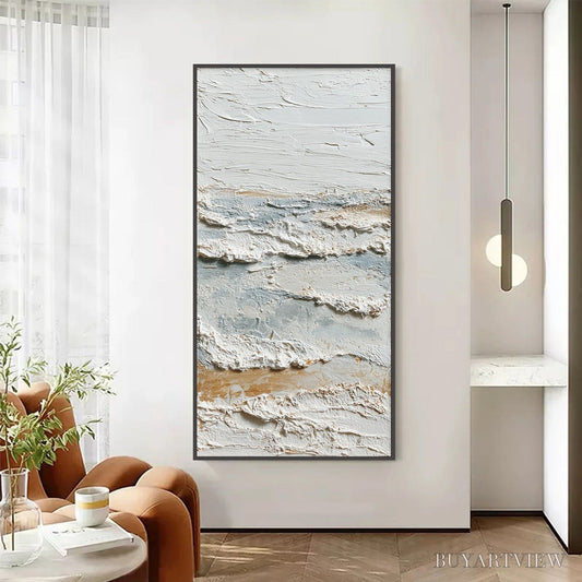 BUYARTVIEW Whispering Tides – Heavily Textured Wabi Sabi Seascape Painting - image 2