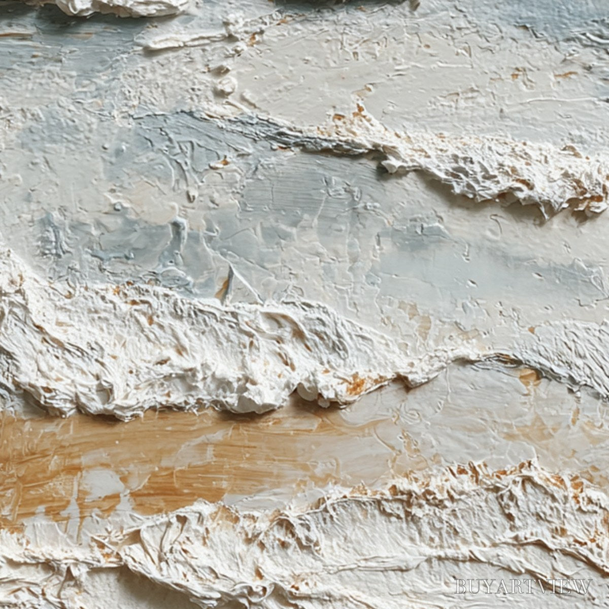 BUYARTVIEW Whispering Tides – Heavily Textured Wabi Sabi Seascape Painting - image 3