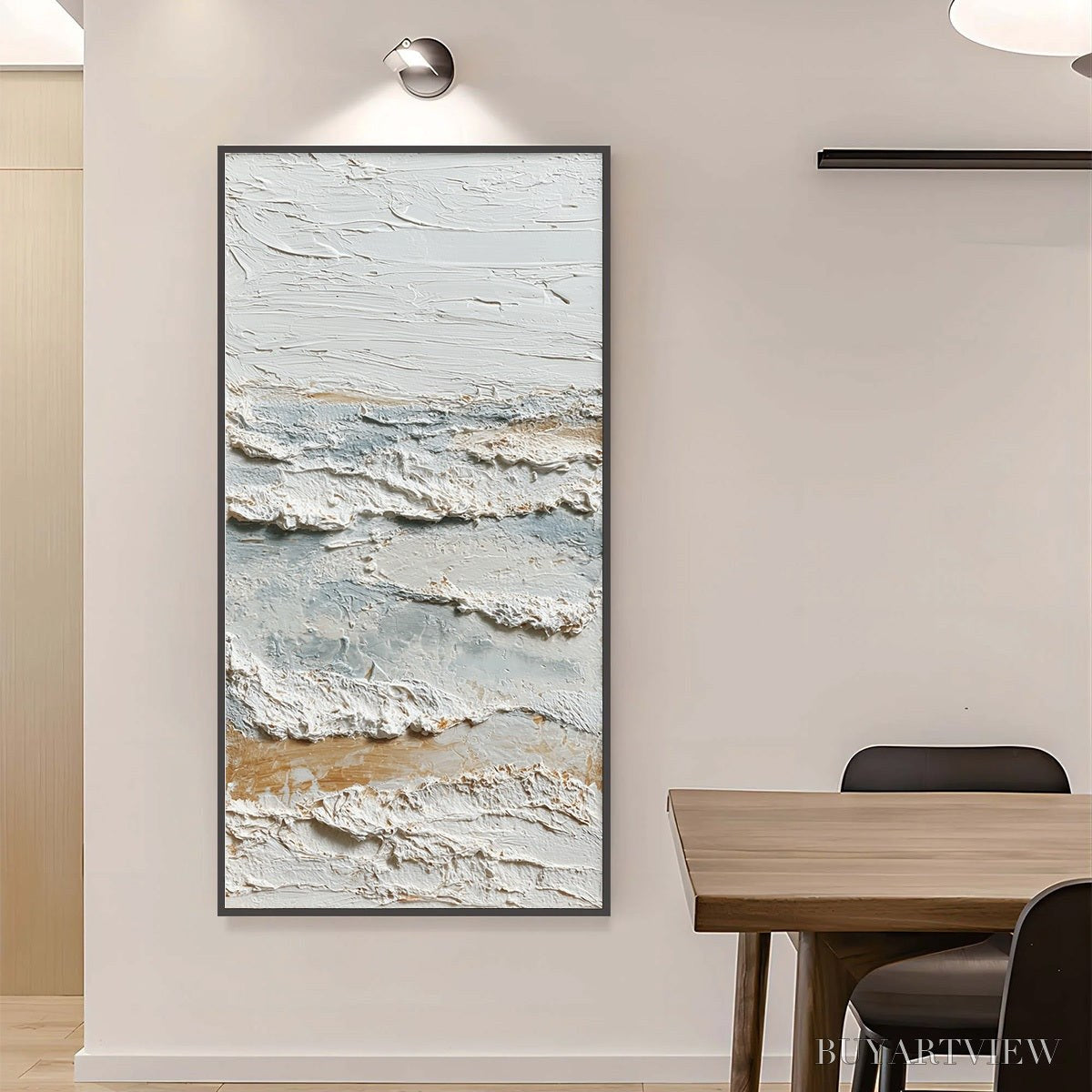BUYARTVIEW Whispering Tides – Heavily Textured Wabi Sabi Seascape Painting - image 4