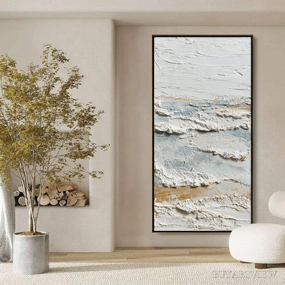 BUYARTVIEW Whispering Tides – Heavily Textured Wabi Sabi Seascape Painting - image 6