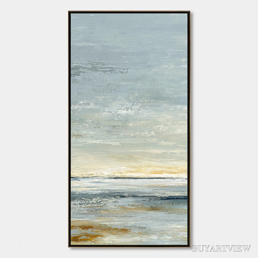 BUYARTVIEW Quiet Horizon – Textured Minimalist Wabi Sabi Seascape - image 1