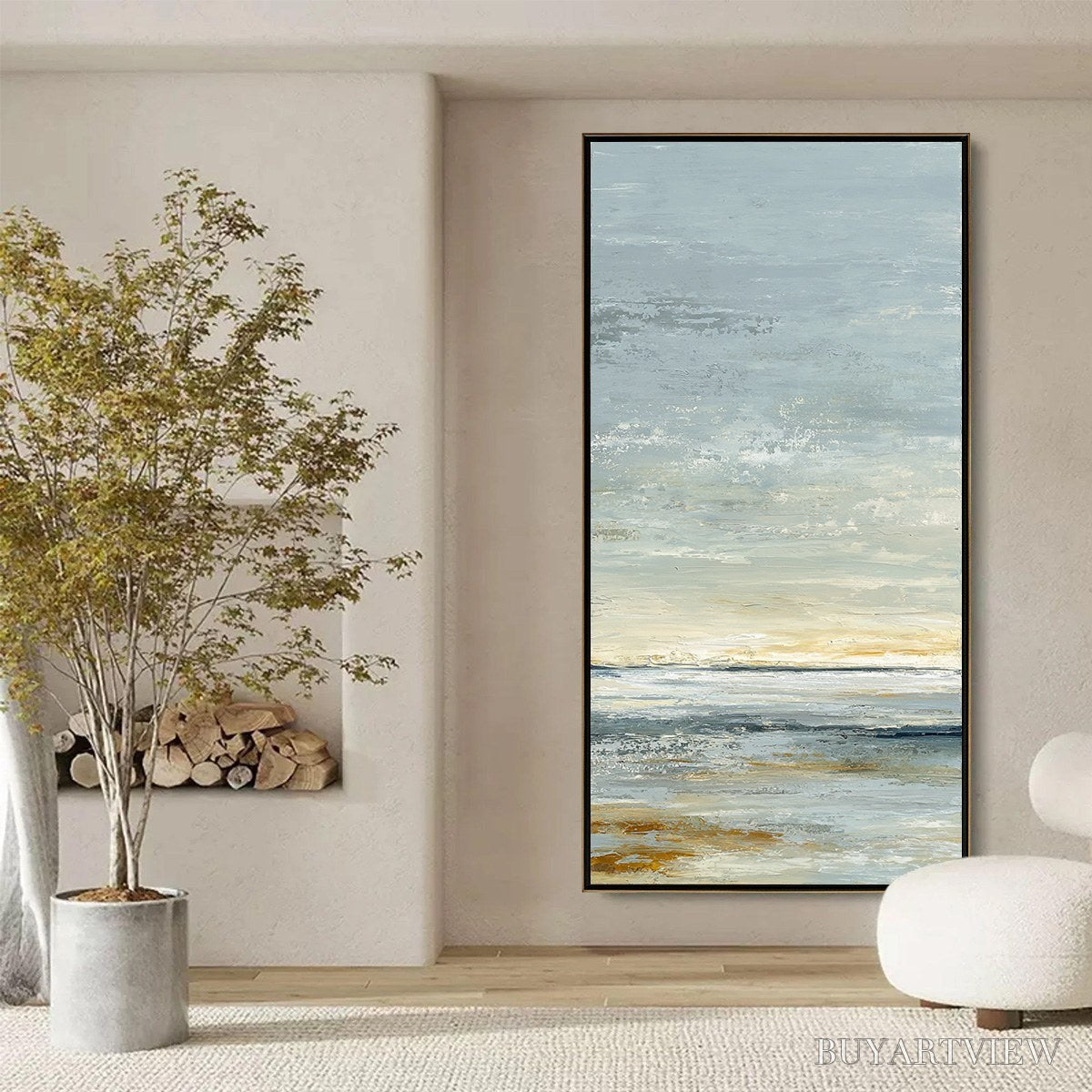 BUYARTVIEW Quiet Horizon – Textured Minimalist Wabi Sabi Seascape - image 6