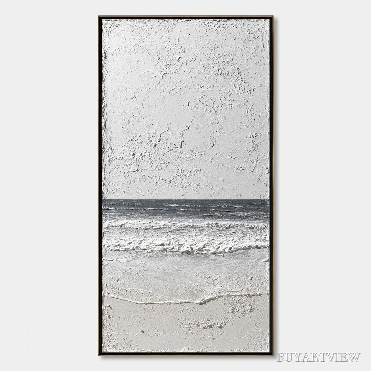BUYARTVIEW Eternal Shore – Wabi Sabi Textured Minimalist Seascape Painting - image 1