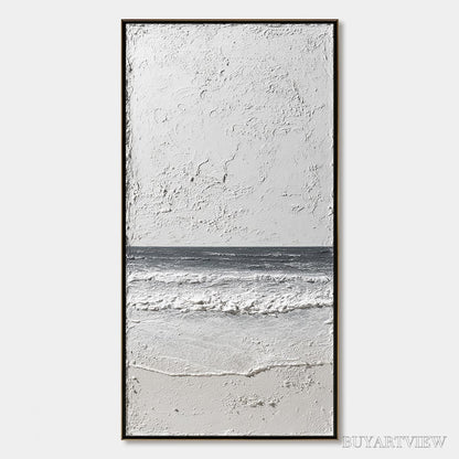 BUYARTVIEW Eternal Shore – Wabi Sabi Textured Minimalist Seascape Painting - image 1