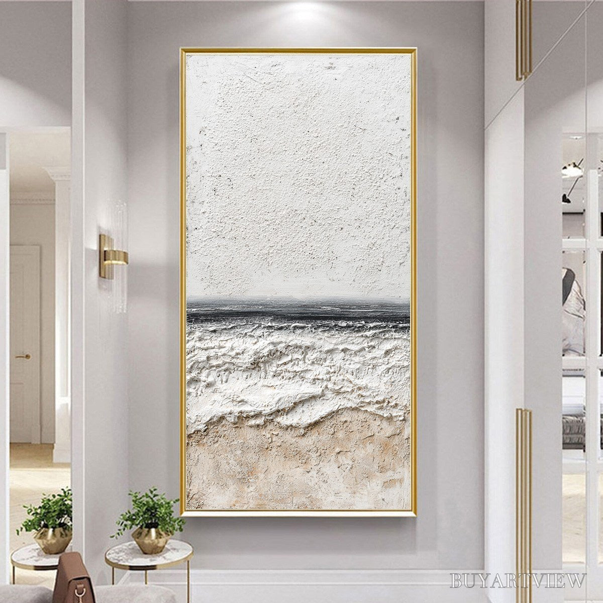 BUYARTVIEW Eternal Shore – Wabi Sabi Textured Minimalist Seascape Painting - image 4