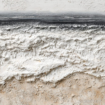BUYARTVIEW Noir Horizon – Textured Minimalist Black and White Seascape - image 3