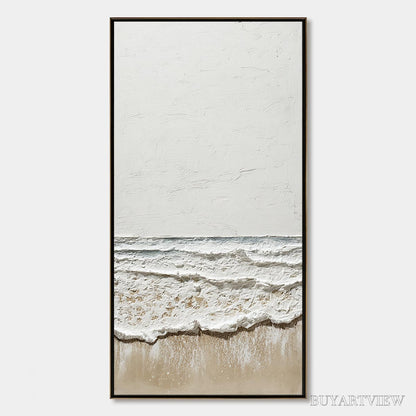 BUYARTVIEW Coastal Whisper – Textured Minimalist Wabi Sabi Beach Painting - image 1