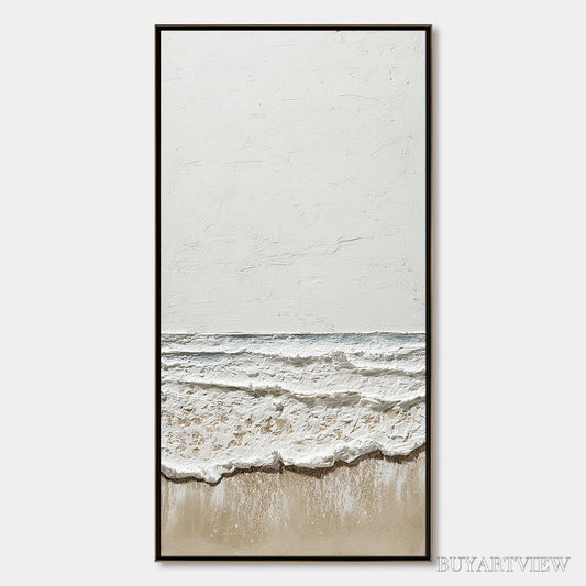 BUYARTVIEW Coastal Whisper – Textured Minimalist Wabi Sabi Beach Painting - image 1