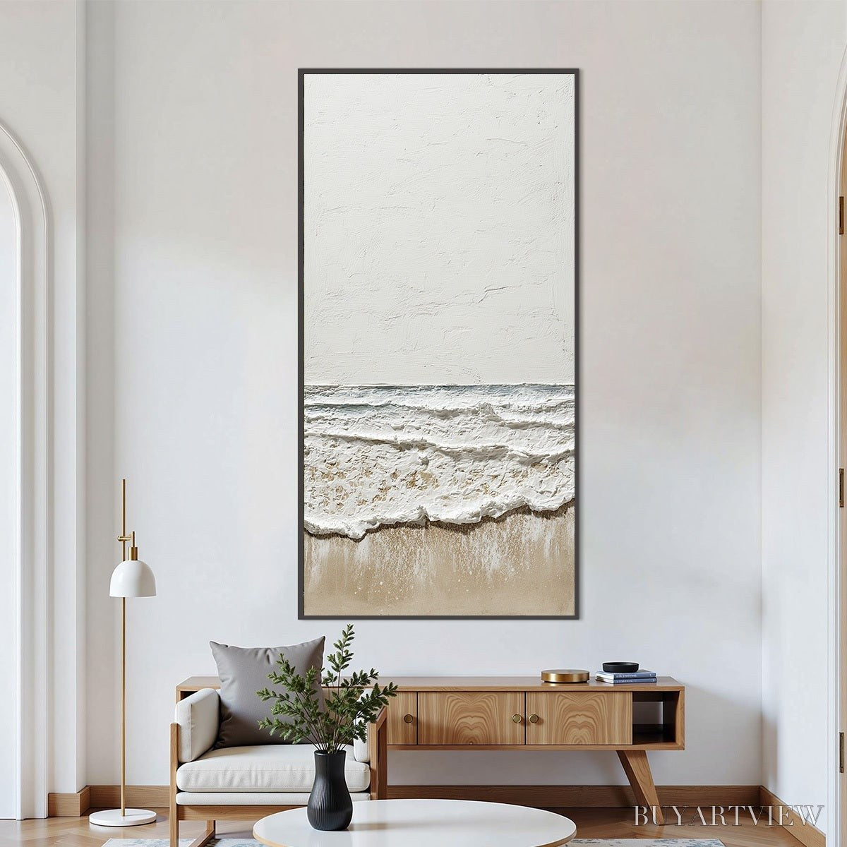 BUYARTVIEW Coastal Whisper – Textured Minimalist Wabi Sabi Beach Painting - image 2