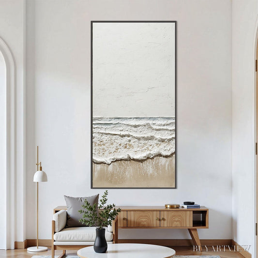 BUYARTVIEW Coastal Whisper – Textured Minimalist Wabi Sabi Beach Painting - image 2