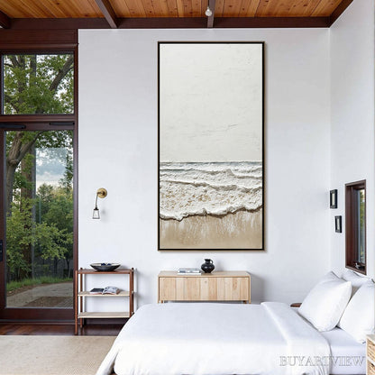 BUYARTVIEW Coastal Whisper – Textured Minimalist Wabi Sabi Beach Painting - image 4