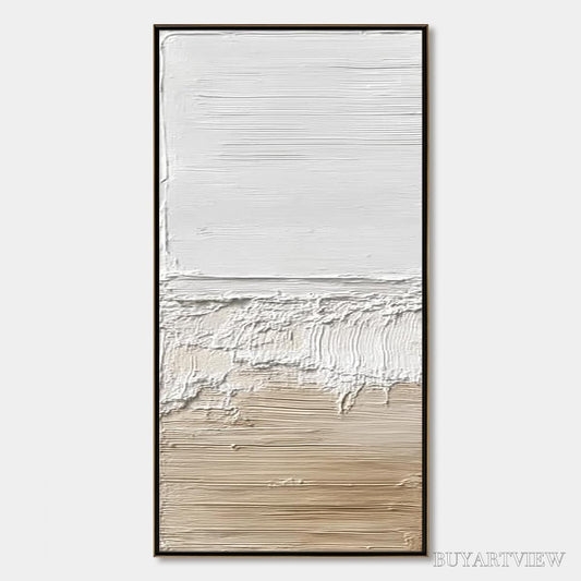 BUYARTVIEW Shoreline Echo – Wabi Sabi Textured Minimalist Painting - image 1