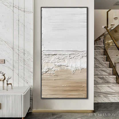 BUYARTVIEW Shoreline Echo – Wabi Sabi Textured Minimalist Painting - image 2