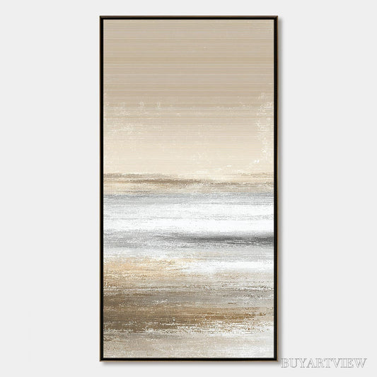 BUYARTVIEW Sandstone Serenity – Minimalist Textured Abstract Seascape Painting - image 1