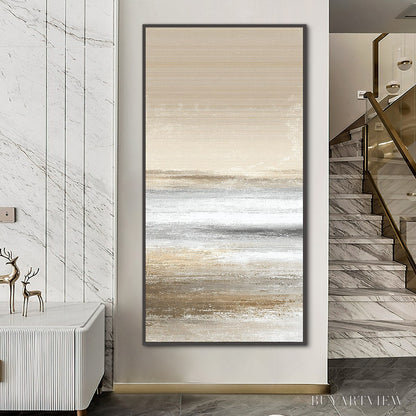 BUYARTVIEW Sandstone Serenity – Minimalist Textured Abstract Seascape Painting - image 4