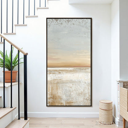 BUYARTVIEW Quiet Shore – Textured Wabi Sabi Minimalist Beach Painting - image 2