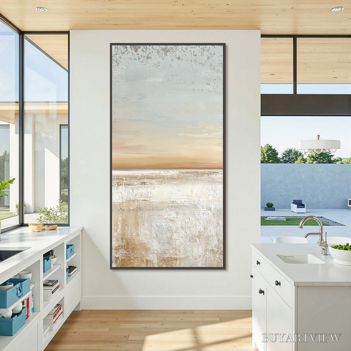 BUYARTVIEW Quiet Shore – Textured Wabi Sabi Minimalist Beach Painting - image 4