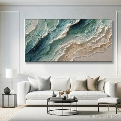 BUYARTVIEW Ocean'S Breath – Textured Wabi Sabi Coastal Seascape Painting - image 4