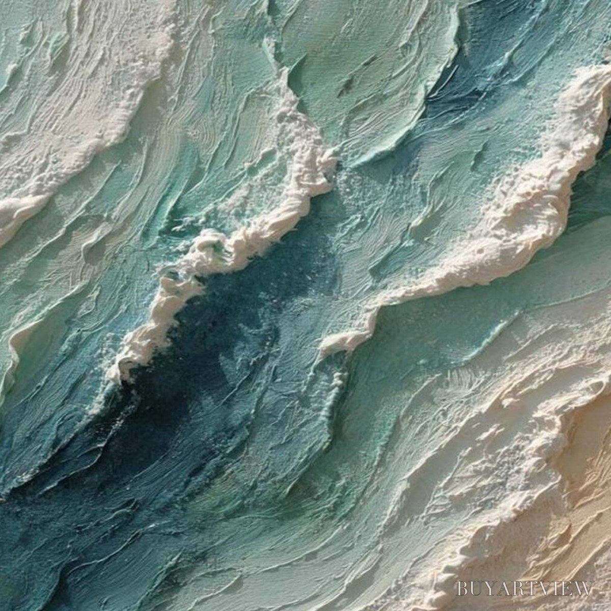 BUYARTVIEW Ocean'S Breath – Textured Wabi Sabi Coastal Seascape Painting - image 5