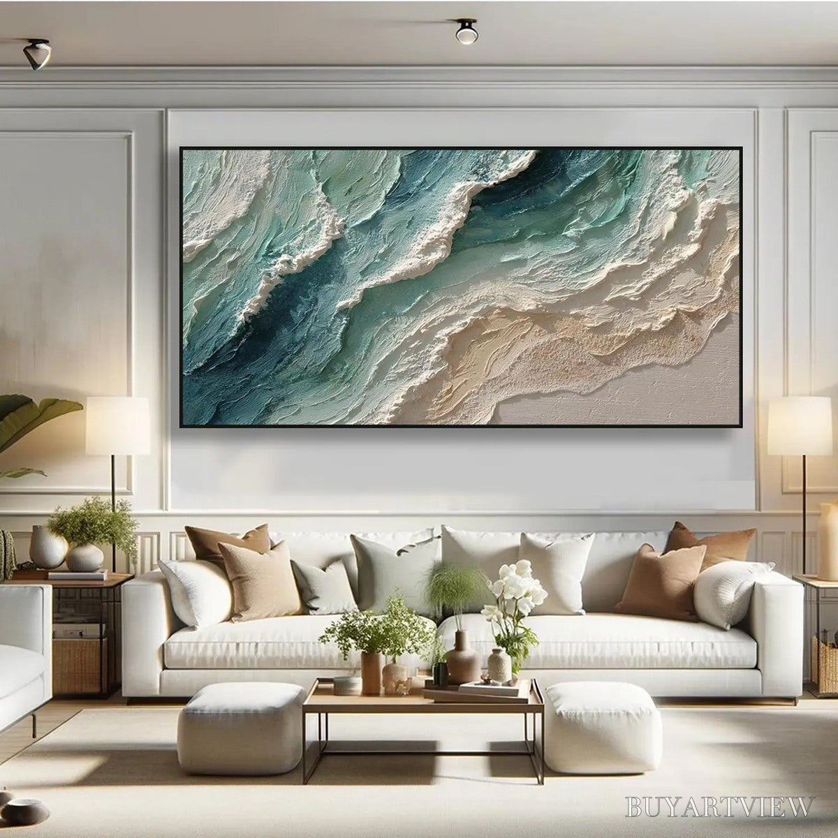 BUYARTVIEW Ocean'S Breath – Textured Wabi Sabi Coastal Seascape Painting - image 6