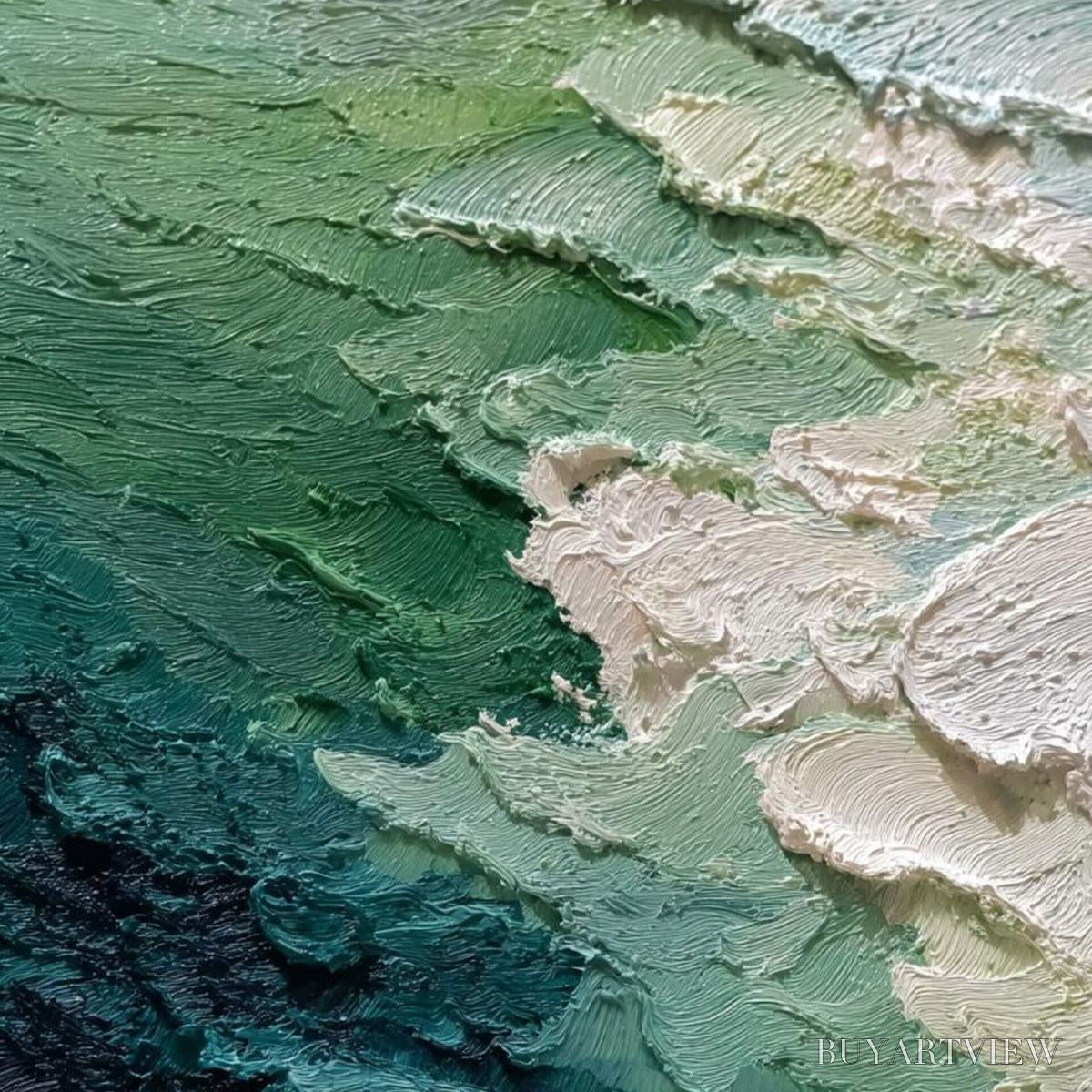 BUYARTVIEW Emerald Tide – Textured Wabi Sabi Abstract Painting - image 3