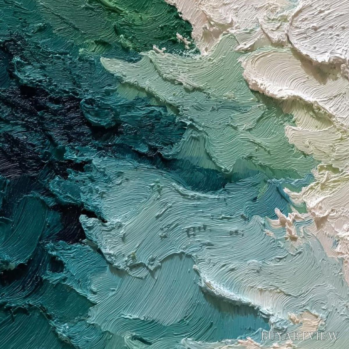 BUYARTVIEW Emerald Tide – Textured Wabi Sabi Abstract Painting - image 5