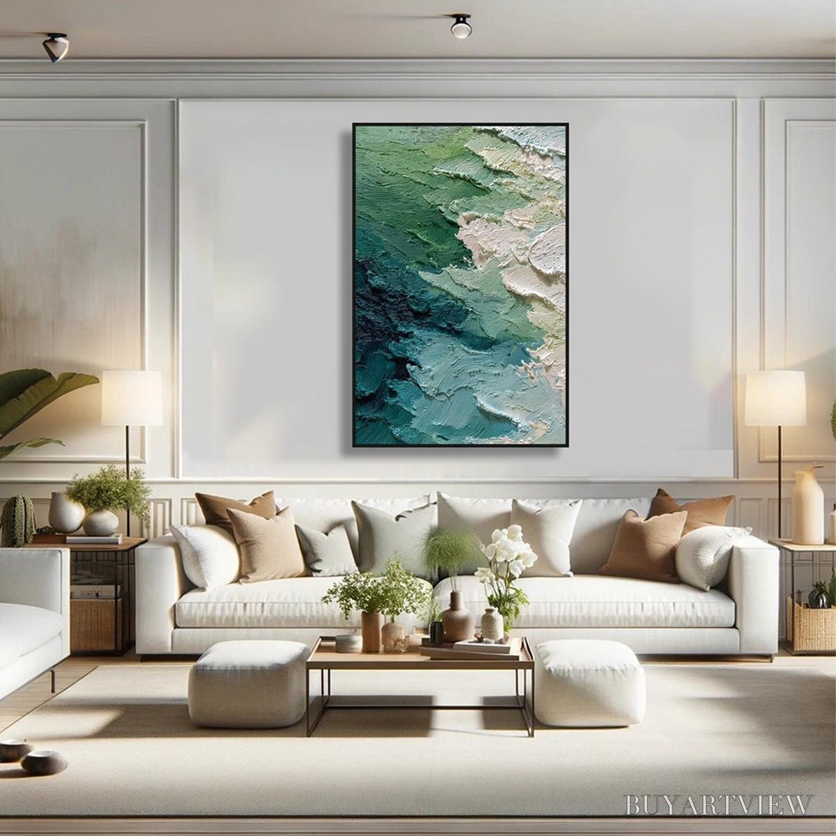 BUYARTVIEW Emerald Tide – Textured Wabi Sabi Abstract Painting - image 6
