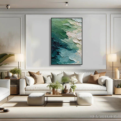 BUYARTVIEW Emerald Tide – Textured Wabi Sabi Abstract Painting - image 6