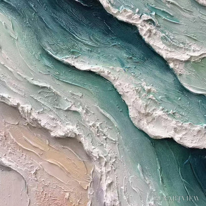 BUYARTVIEW Aquamarine Rush – Textured Impasto Ocean Wave Painting - image 6